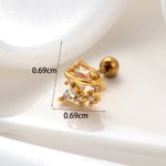 Gold color / 1 Piece Simple Series Simple Heart Copper  Gold Color Material Zircon Women's Stud Earrings Picture2